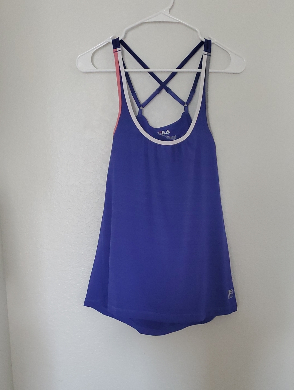 Fila Women's Blue Athletic Tank with Pink Trim